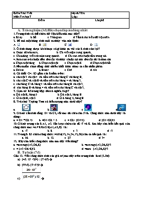 Đề kiểm tra 1 tiết học kì 1 môn Tin học Lớp 7